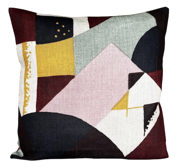 Zoffany Abstract 1928 Bauhaus Aubergine & Gold Cushion Cover