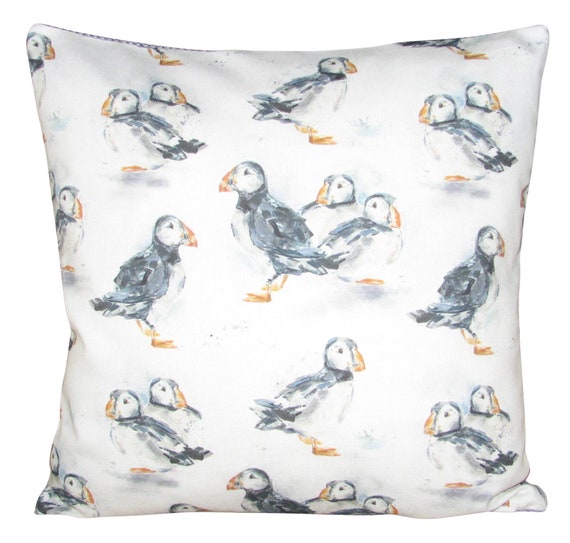 Voyage Puffins Linen Cushion Cover