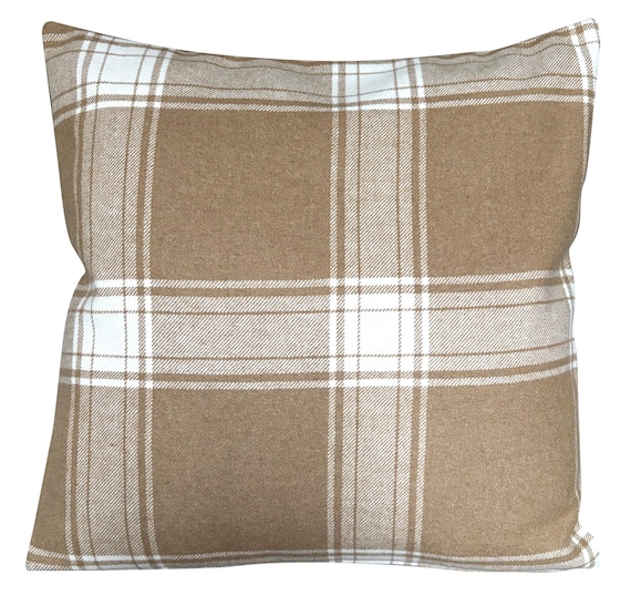 Ralph Lauren Doublebrook Plaid Camel Wool Cushion Cover