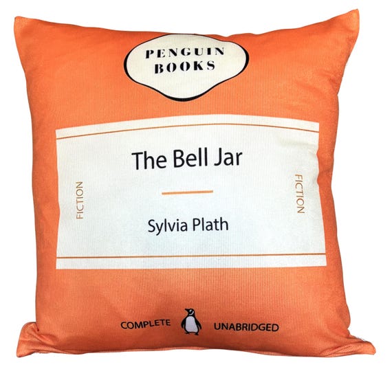The Bell Jar Sylvia Plath Penguin Vintage Classics Orange Retro Cushion Cover