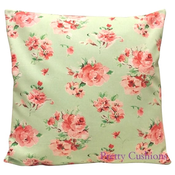 Pretty Cushions Vintage Rose Mint Green & Pink Ditsy Cushion Cover
