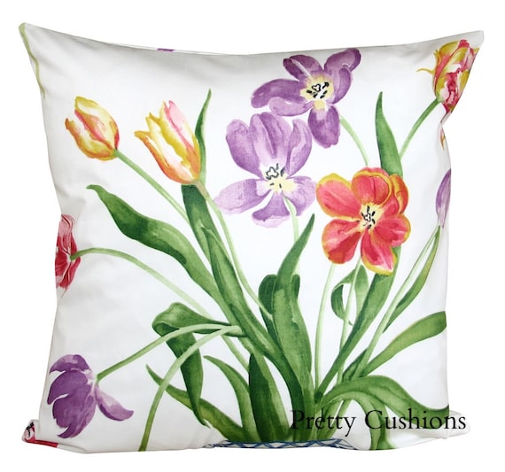 Sanderson Painters Garden Violet & Crimson Vibrant Florals Cushion Cover