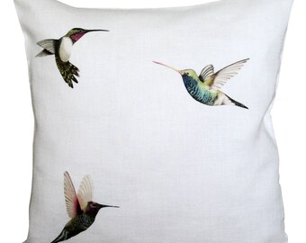 Harlequin Amazilia Hummingbird Papaya Cushion Cover