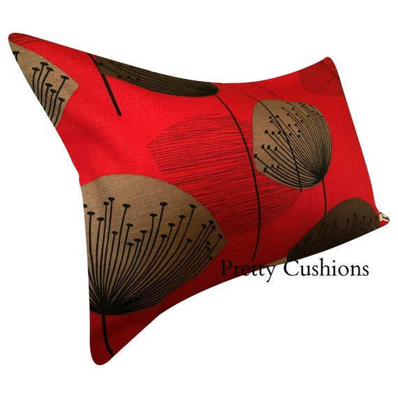 Sanderson Dandelion Clocks Red Bolster Cushion Cover