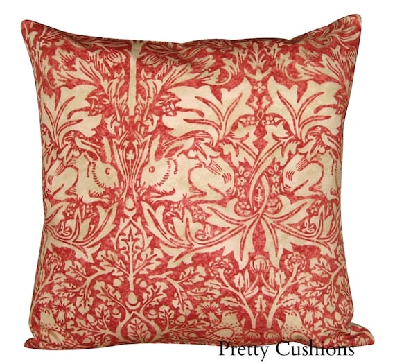 William Morris Brer Rabbit Red & Hemp Cushion Cover