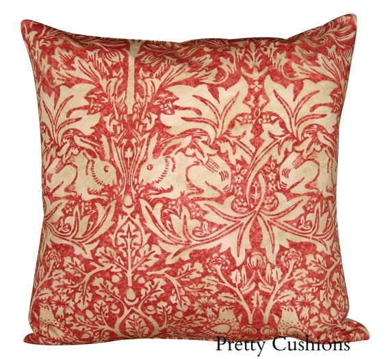 William Morris Brer Rabbit Red & Hemp Cushion Cover