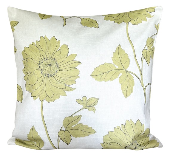 Designer Foliage Green Leaf Linen Cushion Cover