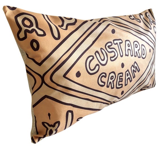 Custard Cream Biscuit Cookie Large Bolster Cushion with Pad