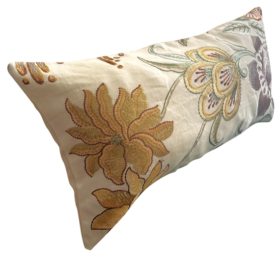 Designers Guild Isabelle Ochre Embroidery Bolster Cushion Cover