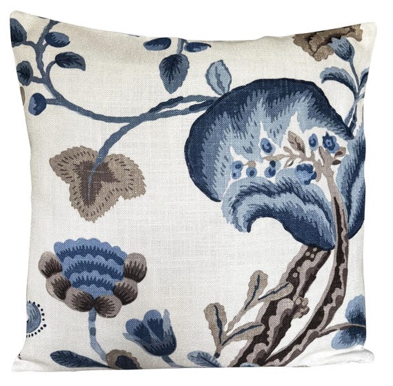 William Yeoward Marlena Biscuit Blue Cushion Cover