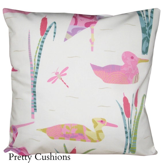 Sanderson Calico Ducks Pink & Lilac Cushion Cover