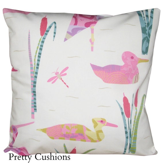 Sanderson Calico Ducks Pink & Lilac Cushion Cover