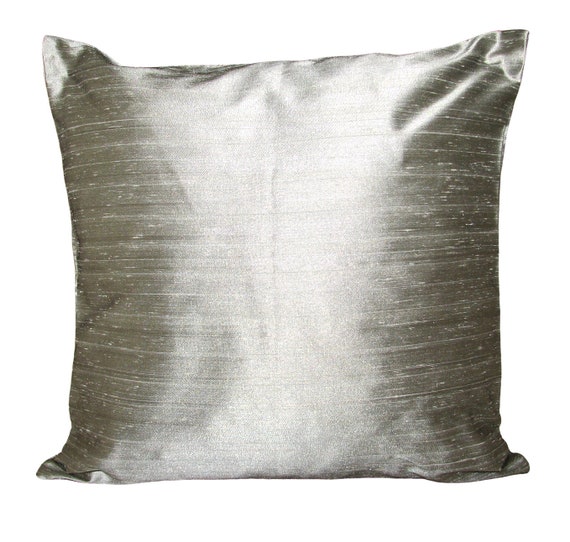 Designers Guild Pure Silk Dupion Plain Silver Cushion Cover