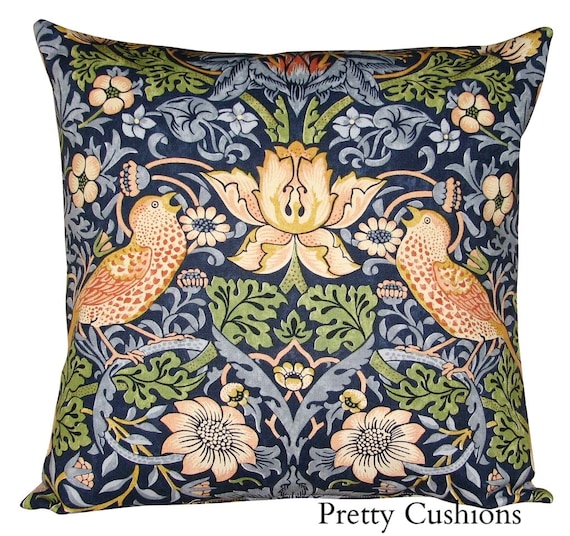 William Morris Strawberry Thief Indigo & Mineral Cushion Cover