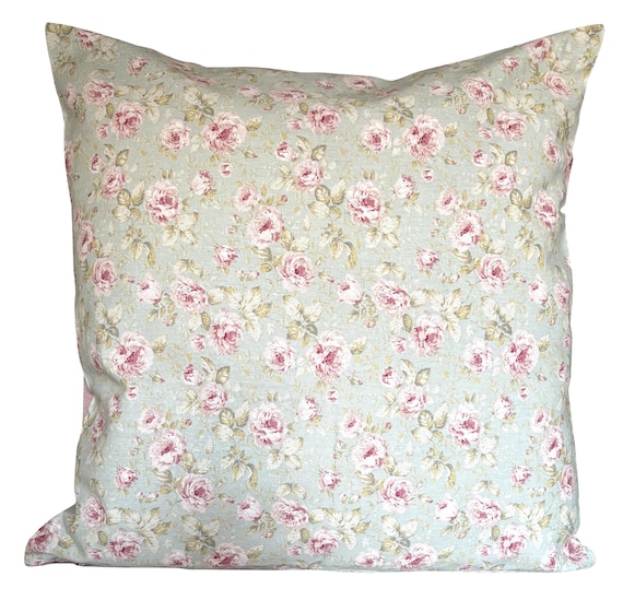 Pretty Cushions Shabby Chic Ditsy Floral Mint & Pink Cushion Cover