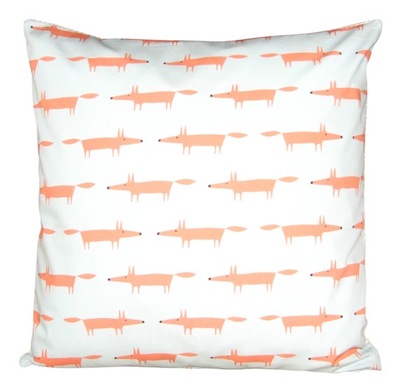 Scion Little Fox Sky & Tangerine Cushion Cover