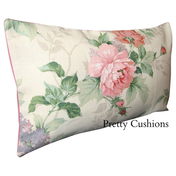 Sanderson Rosamund Pink Floral Bolster Cushion Cover