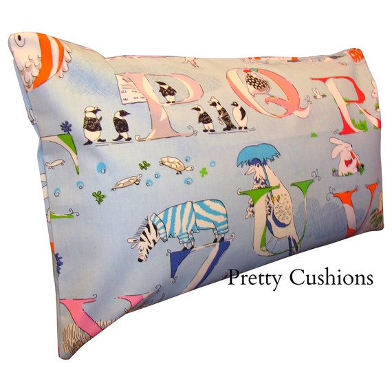 Sanderson Abracazoo Alphabet Zoo Blue Bolster Cushion Cover