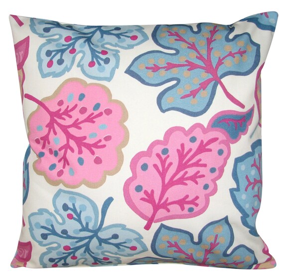 Sanderson Jewel Leaves Raspberry & Blue Cushion Cover