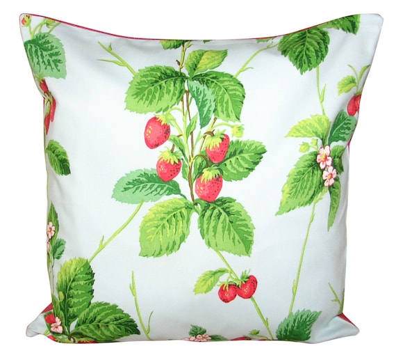 Sanderson Summer Strawberries Sky Blue Fruit Cushion Cover