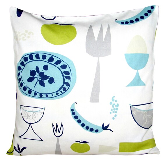 Scion Carrots & Peas Blue Kitchen Cushion Cover