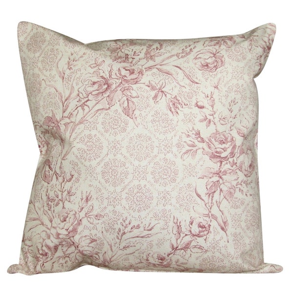 Sanderson Toile De Jouy Rose Traditional Cushion Cover