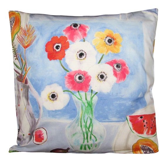 Sanderson Morning View Flowers Blue Cushion Cover