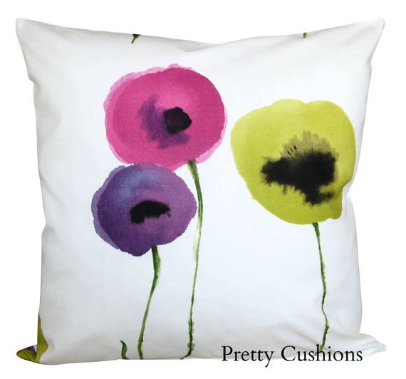 Sanderson Poppies Blackberry & Lime Cushion Cover