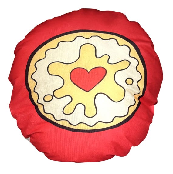 Jammie Dodger Jam Heart Love Biscuit Red Cushion with Pad