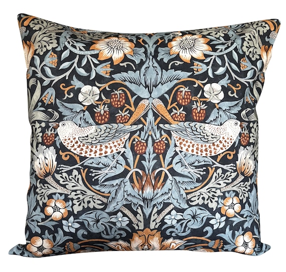 William Morris Strawberry Thief Indigo & Slate Cushion Cover