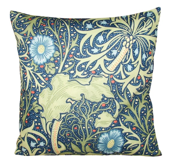 William Morris Seaweed Cobalt & Thyme Cushion Cover