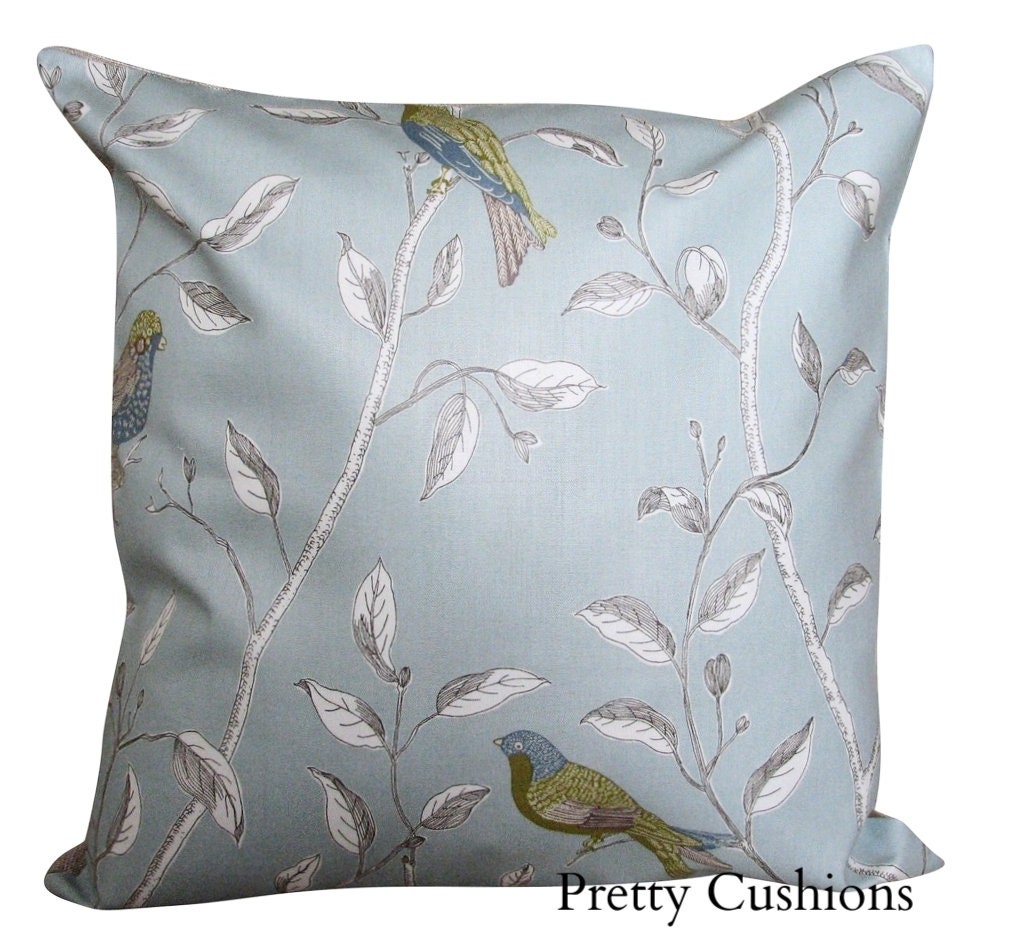 Sanderson Finches Duck Egg Blue Cushion Cover