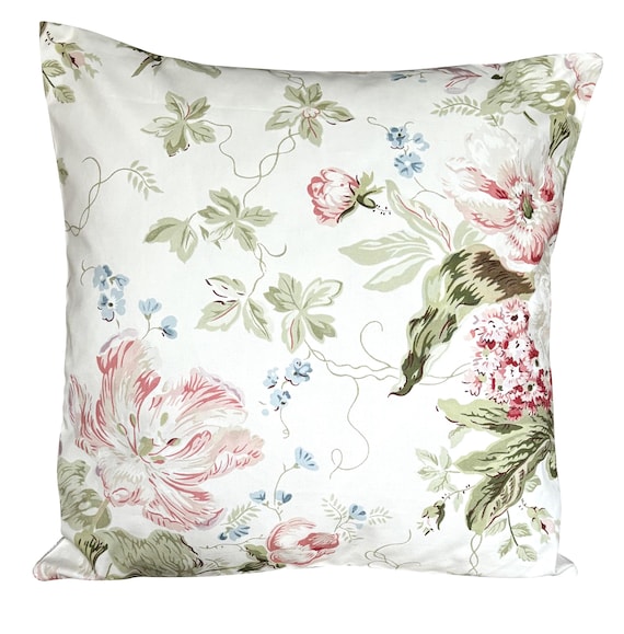 Sanderson Alsace Cream & Rose Floral Traditional Vintage Cushion Cover