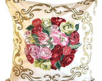 Designers Guild Bouquet Red Flowers Large Cushion Cover