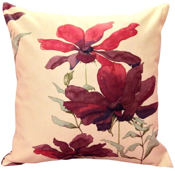 Swaffer Cosmos Purple & Fuchsia Watercolour Floral Cushion Cover
