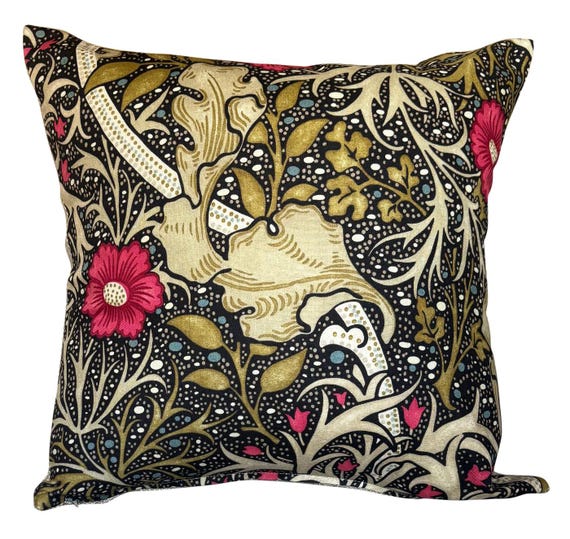 William Morris Ebony & Poppy Art Nouveau Cushion Cover