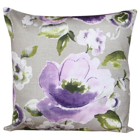 Pretty Floral Lilac Cushion Cover | Etsy