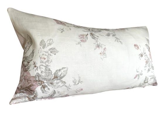 Sanderson Cabbages & Roses Pink Linen Bolster Cushion Cover