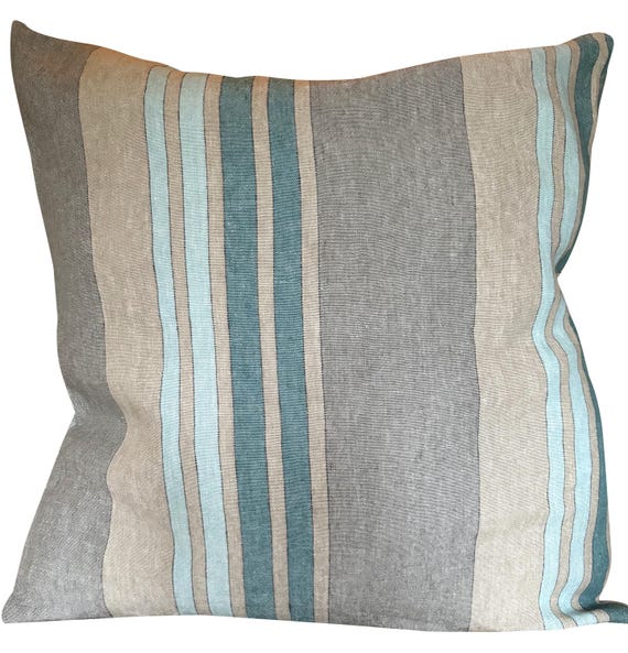 Designers Guild Brera Strada Delft & Omega Blue Stripe Cushion Cover