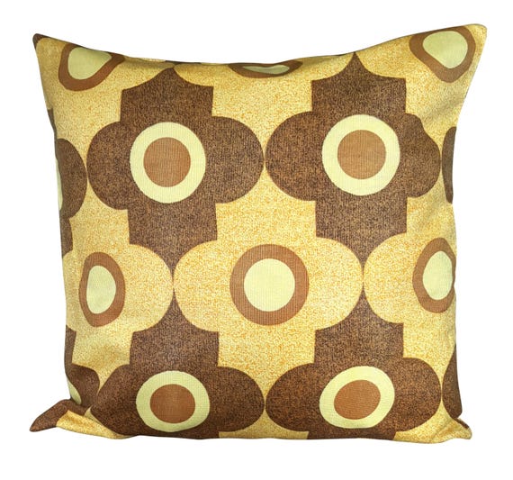 Pretty Cushions Retro 70's Yellow Flower Power Cushion Cover