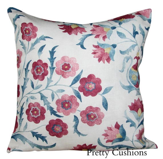 Sanderson Ottoman Flowers Sojourn Cherry & Indigo Cushion Cover