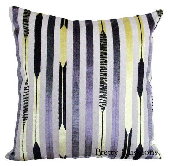 Sanderson Kandinsky Fig & Yellow Velvet Geometric Cushion Cover