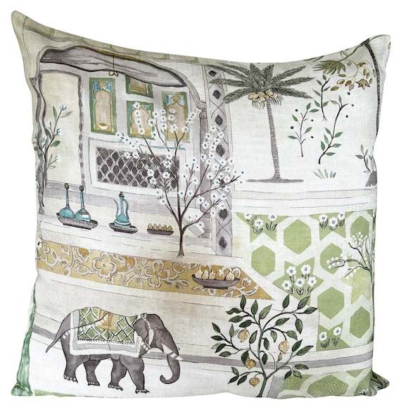 Sanderson Sultans Garden Green Linen Cushion Cover