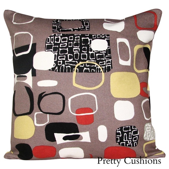 Sanderson Festival Taupe & Rust Retro Cushion Cover