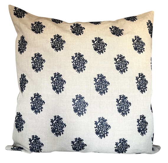 Ralph Lauren Delphine Blue Books Embroidery Cushion Cover