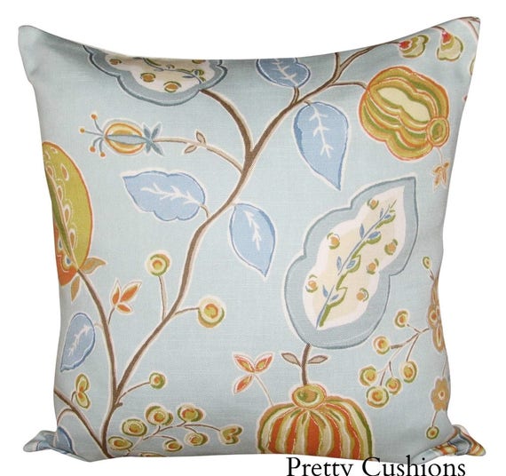 Sanderson Fantasy Garden Tangerine & Aqua Cushion Cover