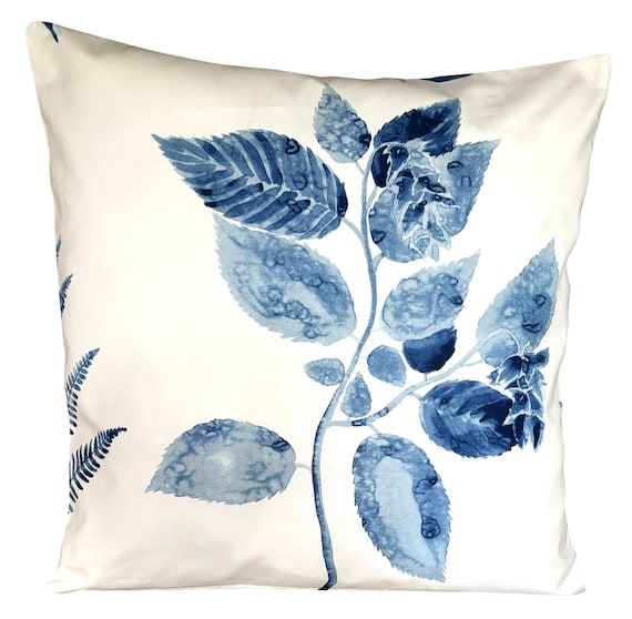 Designers Guild Jindai Indigo Floral Linen Cushion Cover