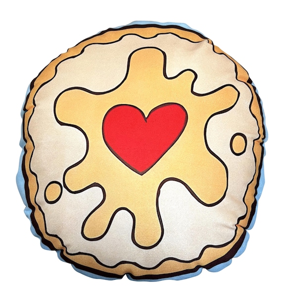 Jammie Dodger Jam Heart Love Biscuit Red & Blue Cushion with Pad