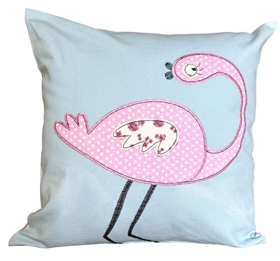 Camengo Pink Flamingo Applique Cushion Cover