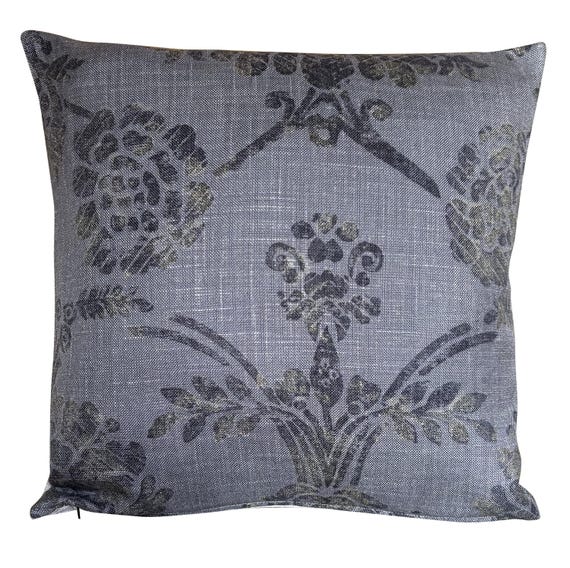Designers Guild Damask Grey Linen Cushion Cover